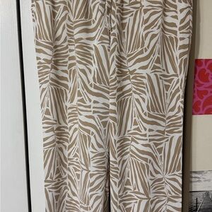 Beige and White Palazzo Print Pants